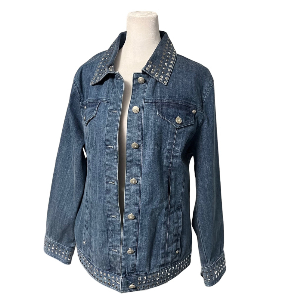 Christine Alexander Rhinestone Studded Denim Jean Jacket Size Medium
